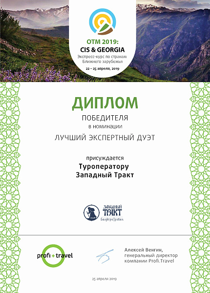 ДИПЛОМ ОНЛАЙН-ВЫСТАВКИ ОТМ СНГ И ГРУЗИЯ 2019